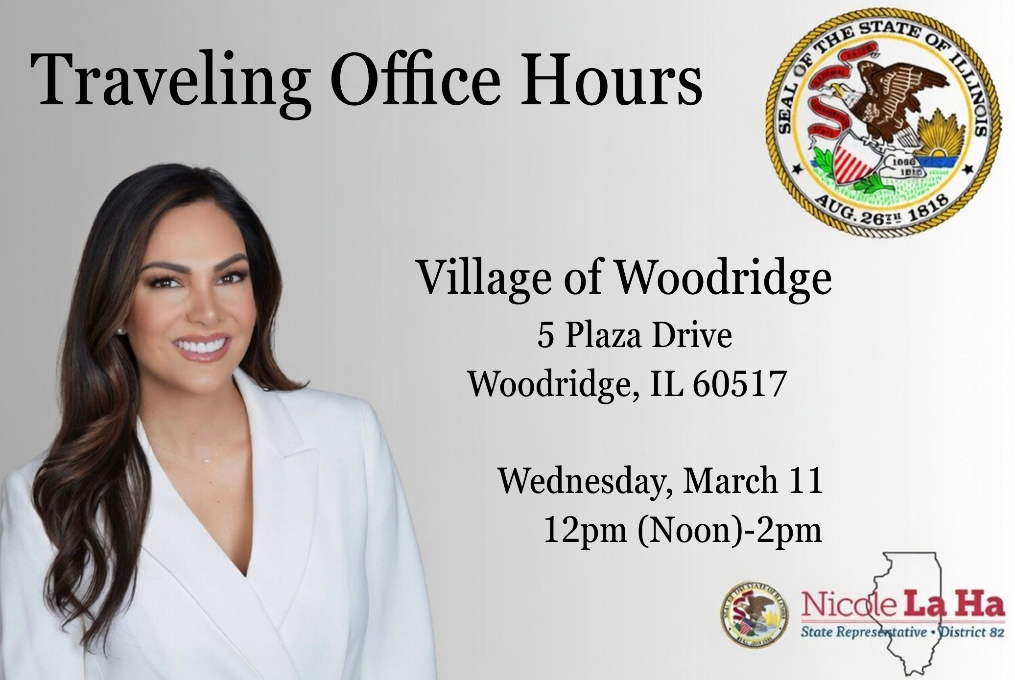 Traveling Office Hours to be held in Woodridge on March 11